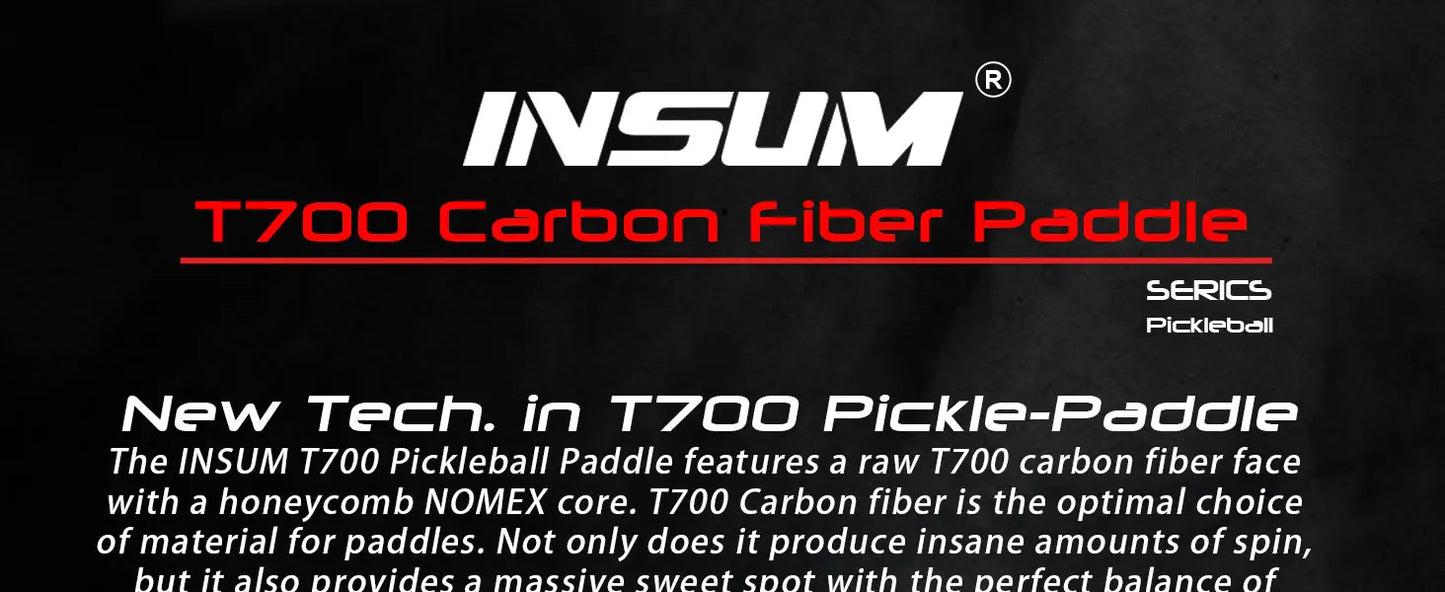 INSUM T700 Pickleball Paddle USAPA Approved Raw Carbon Fiber Foam 3 Days Delivery